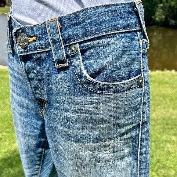 True Religion Kingston 100% Cotton Denim Womens Straight Leg Capri Button Fly 27 - Picture 5 of 16